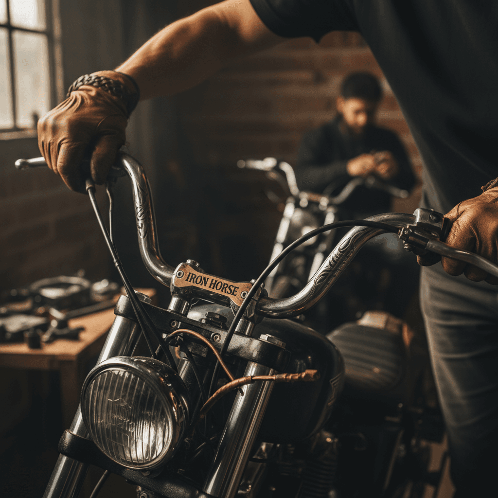 Spezialist arbeitet an Voge Motorrad mit Präzisionswerkzeugen